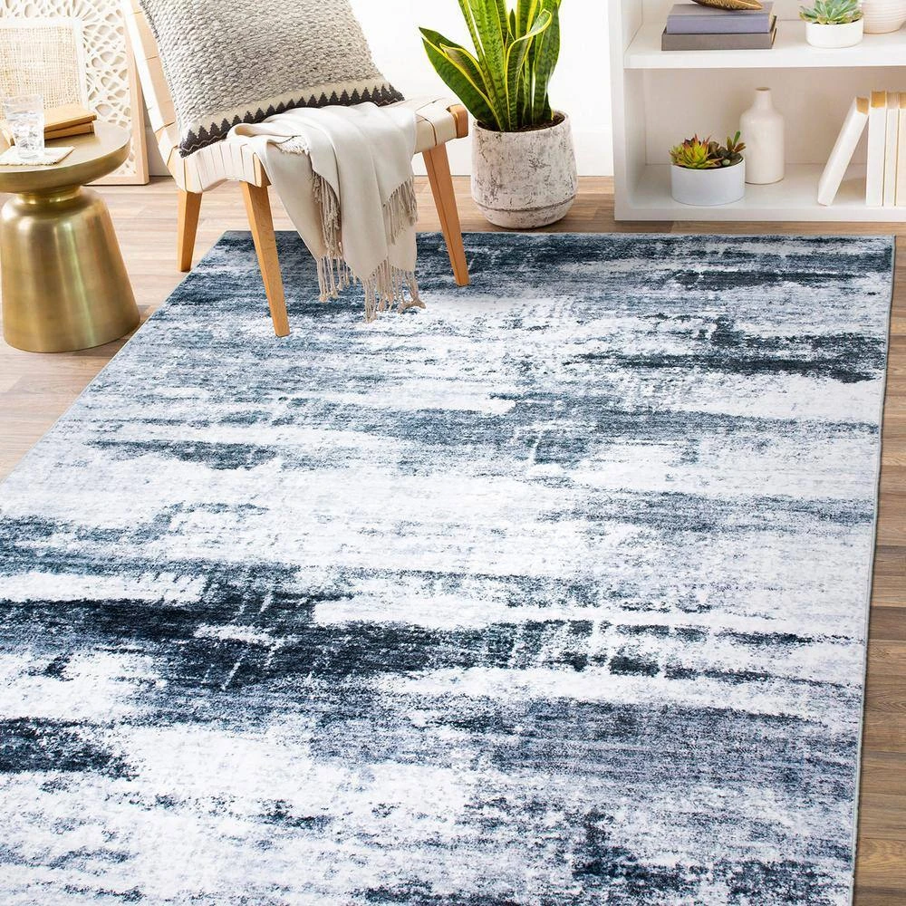 Gray 7 ft. 10 in. x 10 ft. Distressed Abstract Machine Washable Area Rug by World Rug Gallery 8 Gray 7 ft. 10 in. x 10 ft. Distressed Abstract Machine Washable Area Rug by World Rug Gallery - Image 8