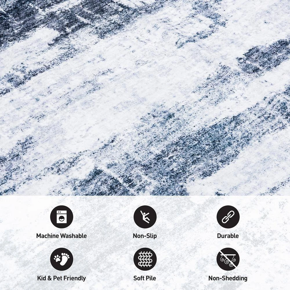 Gray 7 ft. 10 in. x 10 ft. Distressed Abstract Machine Washable Area Rug by World Rug Gallery 5 Gray 7 ft. 10 in. x 10 ft. Distressed Abstract Machine Washable Area Rug by World Rug Gallery - Image 5