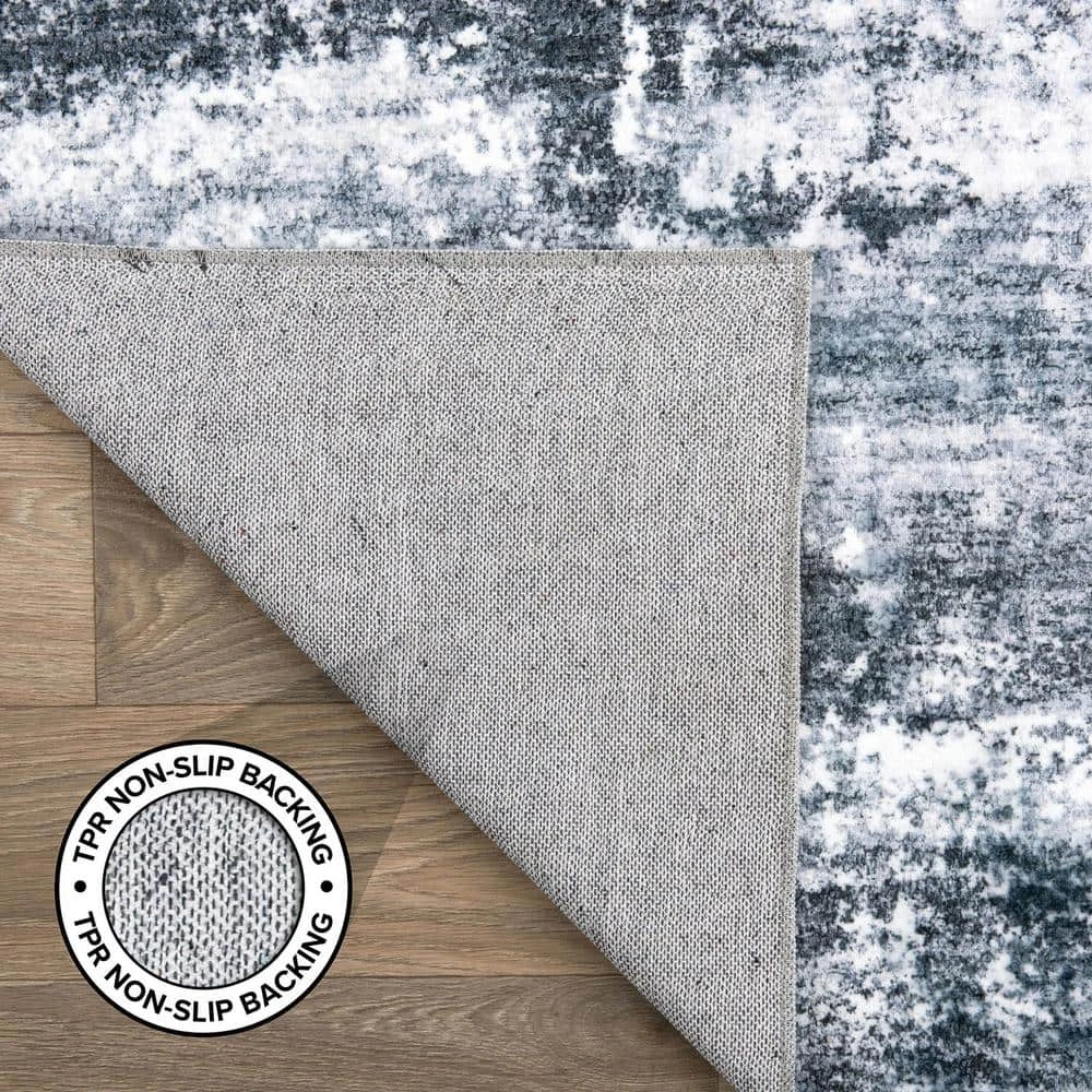 Gray 7 ft. 10 in. x 10 ft. Distressed Abstract Machine Washable Area Rug by World Rug Gallery 3 Gray 7 ft. 10 in. x 10 ft. Distressed Abstract Machine Washable Area Rug by World Rug Gallery - Image 3
