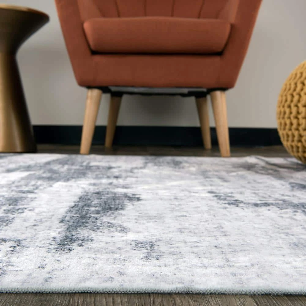 Gray 7 ft. 10 in. x 10 ft. Distressed Abstract Machine Washable Area Rug by World Rug Gallery 2 Gray 7 ft. 10 in. x 10 ft. Distressed Abstract Machine Washable Area Rug by World Rug Gallery - Image 2