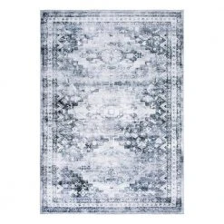 Gray 5 ft. x 7 ft. Distressed Transitional Machine Washable Area Rug by World Rug Gallery