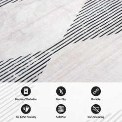 Gray 7 ft. 10 in. x 10 ft. Contemporary Geometric Stripes Machine Washable Area Rug by World Rug Gallery -Shaw stor online gray world rug gallery area rugs 7028gray8x10 4f 1000