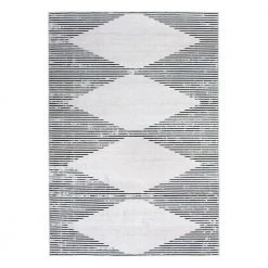 Gray 7 ft. 10 in. x 10 ft. Contemporary Geometric Stripes Machine Washable Area Rug by World Rug Gallery