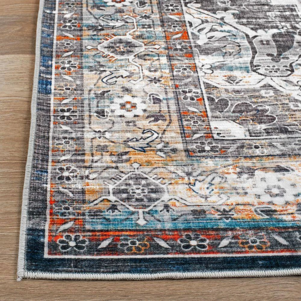 Gray 7 ft. 10 in. x 10 ft. Transitional Medallion Machine Washable Area Rug by World Rug Gallery 6 Gray 7 ft. 10 in. x 10 ft. Transitional Medallion Machine Washable Area Rug by World Rug Gallery - Image 6