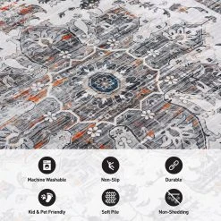 Gray 7 ft. 10 in. x 10 ft. Transitional Medallion Machine Washable Area Rug by World Rug Gallery 12 Gray 7 ft. 10 in. x 10 ft. Transitional Medallion Machine Washable Area Rug by World Rug Gallery -Shaw stor online gray world rug gallery area rugs 7029gray8x10 4f 1000