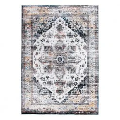 Gray 7 ft. 10 in. x 10 ft. Transitional Medallion Machine Washable Area Rug by World Rug Gallery