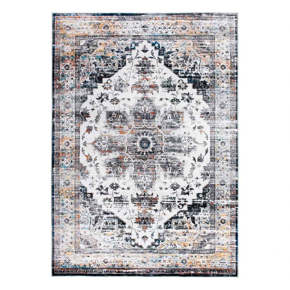Gray 7 ft. 10 in. x 10 ft. Transitional Medallion Machine Washable Area Rug by World Rug Gallery 1 Gray 7 ft. 10 in. x 10 ft. Transitional Medallion Machine Washable Area Rug by World Rug Gallery