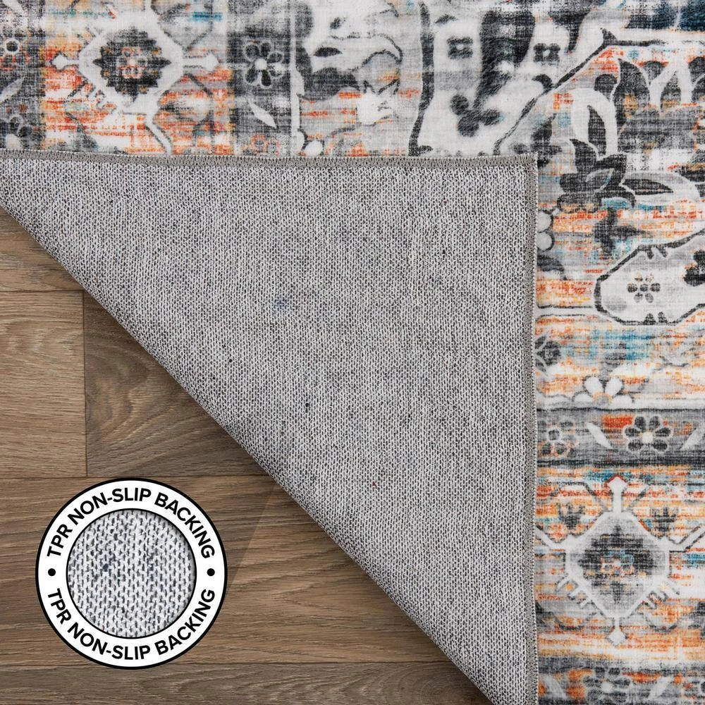 Gray 7 ft. 10 in. x 10 ft. Transitional Medallion Machine Washable Area Rug by World Rug Gallery 3 Gray 7 ft. 10 in. x 10 ft. Transitional Medallion Machine Washable Area Rug by World Rug Gallery - Image 3