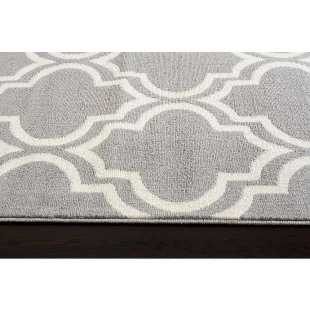 Modern Moroccan Trellis Gray 8 ft. x 9 ft. Area Rug by World Rug Gallery 5 Modern Moroccan Trellis Gray 8 ft. x 9 ft. Area Rug by World Rug Gallery - Image 5