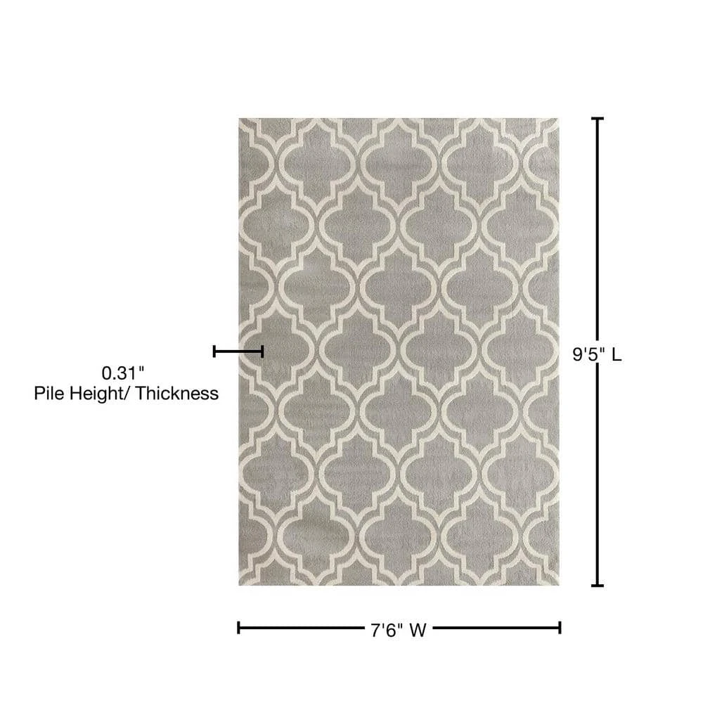 Modern Moroccan Trellis Gray 8 ft. x 9 ft. Area Rug by World Rug Gallery 7 Modern Moroccan Trellis Gray 8 ft. x 9 ft. Area Rug by World Rug Gallery - Image 7