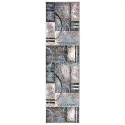 Contemporary Geometric Circles Gray 2 ft. x 7 ft. Indoor Runner Rug by World Rug Gallery