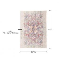 Bohemian Vintage Oriental 5 ft. x 7 ft. Gray Area Rug by World Rug Gallery -Shaw stor online gray world rug gallery area rugs mon831gray5x7 76 1000
