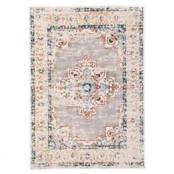 Bohemian Medallion Distressed Design Area Rug 7'10" x 10' Gray by World Rug Gallery