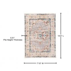 Bohemian Medallion Distressed Design Area Rug 7'10" x 10' Gray by World Rug Gallery 10 Bohemian Medallion Distressed Design Area Rug 7'10" x 10' Gray by World Rug Gallery -Shaw stor online gray world rug gallery area rugs mon832gray8x10 76 1000