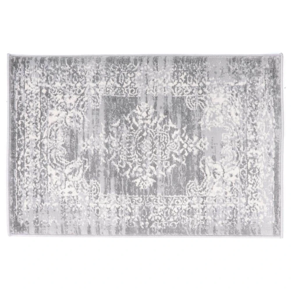 Vintage Distressed Traditional Design 2 ft. x 3 ft. Gray Area Rug by World Rug Gallery 1 Vintage Distressed Traditional Design 2 ft. x 3 ft. Gray Area Rug by World Rug Gallery