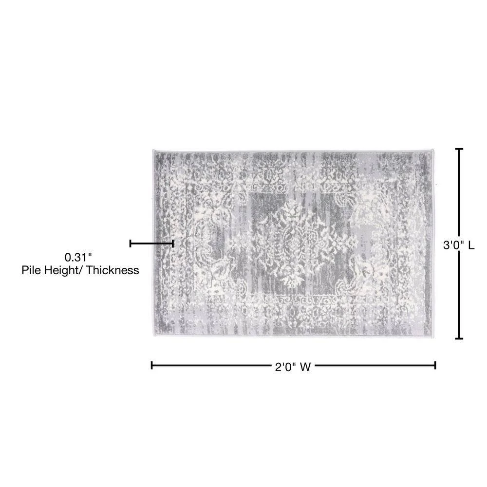 Vintage Distressed Traditional Design 2 ft. x 3 ft. Gray Area Rug by World Rug Gallery 5 Vintage Distressed Traditional Design 2 ft. x 3 ft. Gray Area Rug by World Rug Gallery - Image 5