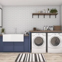 Contemporary Striped Gray 18 in. x 30 in. Anti-Fatigue Standing Mat by World Rug Gallery -Shaw stor online gray world rug gallery kitchen mats 1018gray18x30 4f 1000