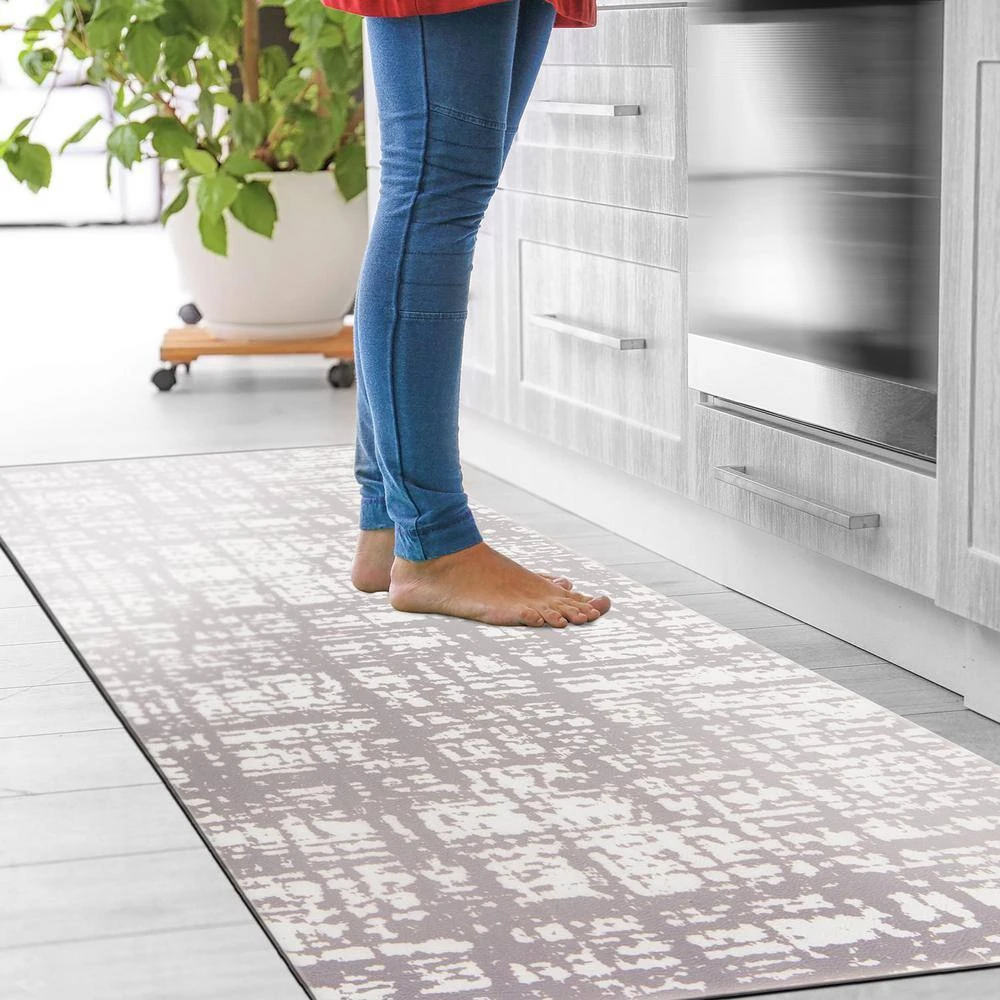 Contemporary Abstract Gray 18 in. x 47 in. Anti-Fatigue Standing Mat by World Rug Gallery 3 Contemporary Abstract Gray 18 in. x 47 in. Anti-Fatigue Standing Mat by World Rug Gallery - Image 3