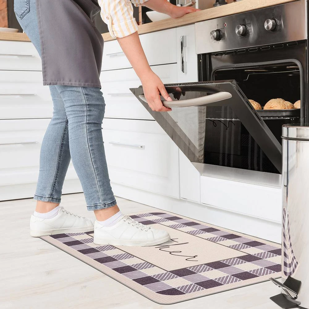 Gather Plaid Gray 18"x30" Anti-Fatigue Standing Mat by World Rug Gallery 5 Gather Plaid Gray 18"x30" Anti-Fatigue Standing Mat by World Rug Gallery - Image 5