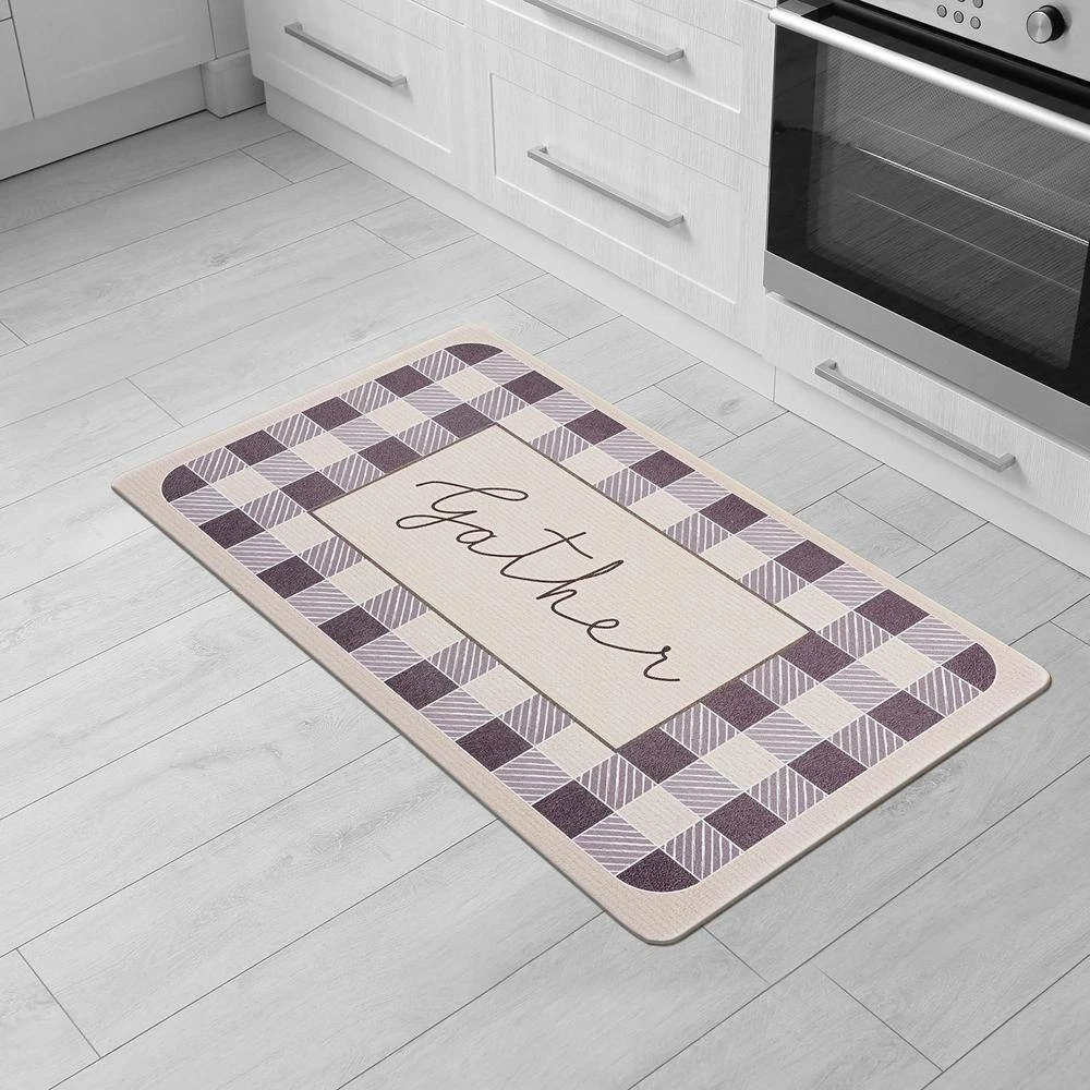 Gather Plaid Gray 18"x30" Anti-Fatigue Standing Mat by World Rug Gallery 6 Gather Plaid Gray 18"x30" Anti-Fatigue Standing Mat by World Rug Gallery - Image 6