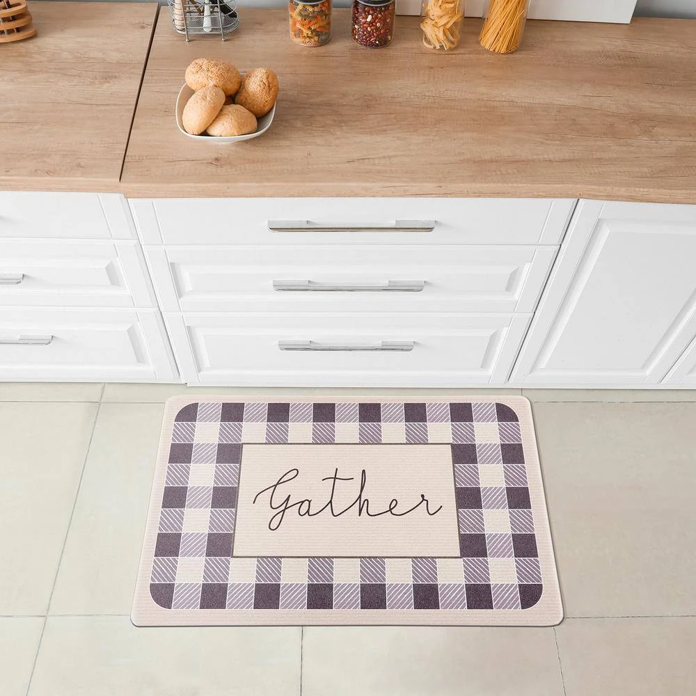Gather Plaid Gray 18"x30" Anti-Fatigue Standing Mat by World Rug Gallery 4 Gather Plaid Gray 18"x30" Anti-Fatigue Standing Mat by World Rug Gallery - Image 4