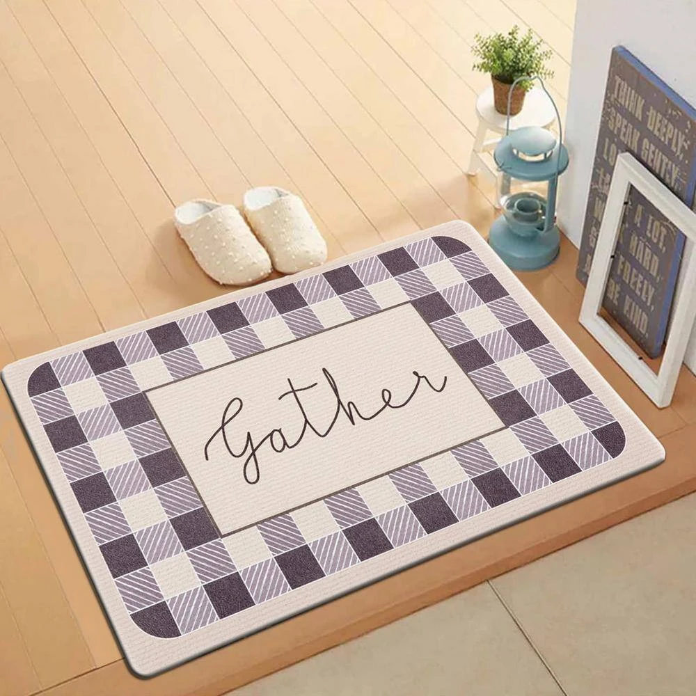 Gather Plaid Gray 18"x30" Anti-Fatigue Standing Mat by World Rug Gallery 3 Gather Plaid Gray 18"x30" Anti-Fatigue Standing Mat by World Rug Gallery - Image 3