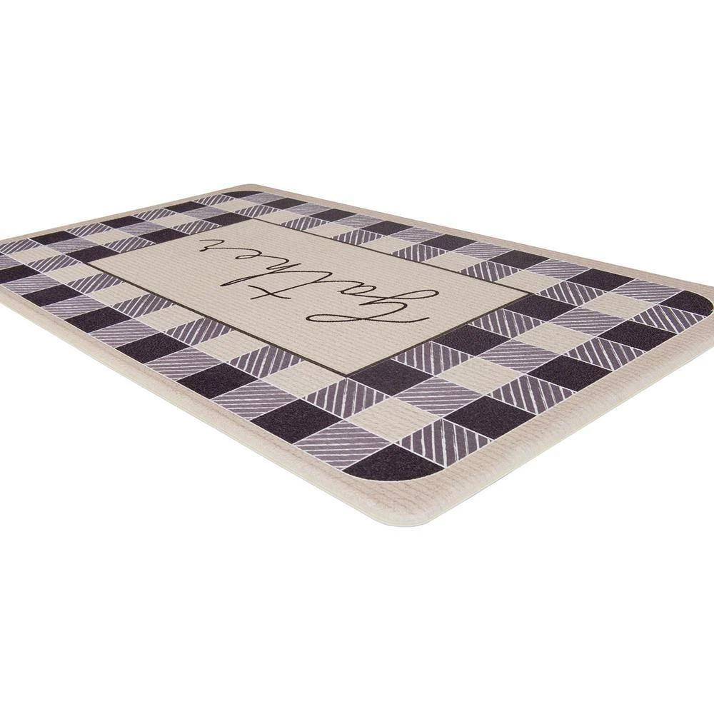 Gather Plaid Gray 18"x30" Anti-Fatigue Standing Mat by World Rug Gallery 2 Gather Plaid Gray 18"x30" Anti-Fatigue Standing Mat by World Rug Gallery - Image 2