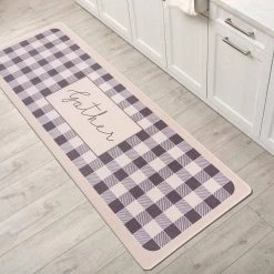 Gather Plaid Gray 18"x47" Anti-Fatigue Standing Mat by World Rug Gallery -Shaw stor online gray world rug gallery kitchen mats 1031gray18x47 1f 1000