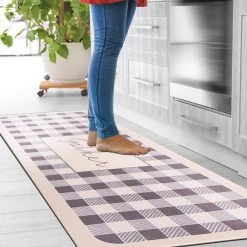 Gather Plaid Gray 18"x47" Anti-Fatigue Standing Mat by World Rug Gallery -Shaw stor online gray world rug gallery kitchen mats 1031gray18x47 c3 1000