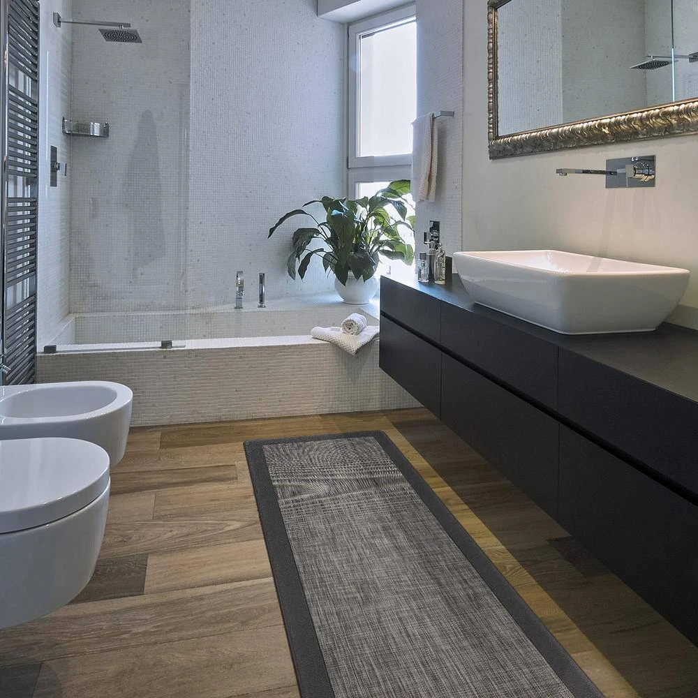 Textline Bordered Gray 18 in. x 47 in. Anti-Fatigue Standing Mat by World Rug Gallery 5 Textline Bordered Gray 18 in. x 47 in. Anti-Fatigue Standing Mat by World Rug Gallery - Image 5