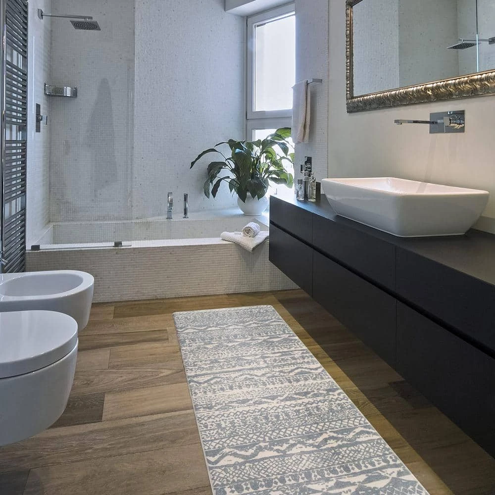 Gray Distressed Boho 18 in. x 47 in. Anti Fatigue Standing Mat by World Rug Gallery 5 Gray Distressed Boho 18 in. x 47 in. Anti Fatigue Standing Mat by World Rug Gallery - Image 5