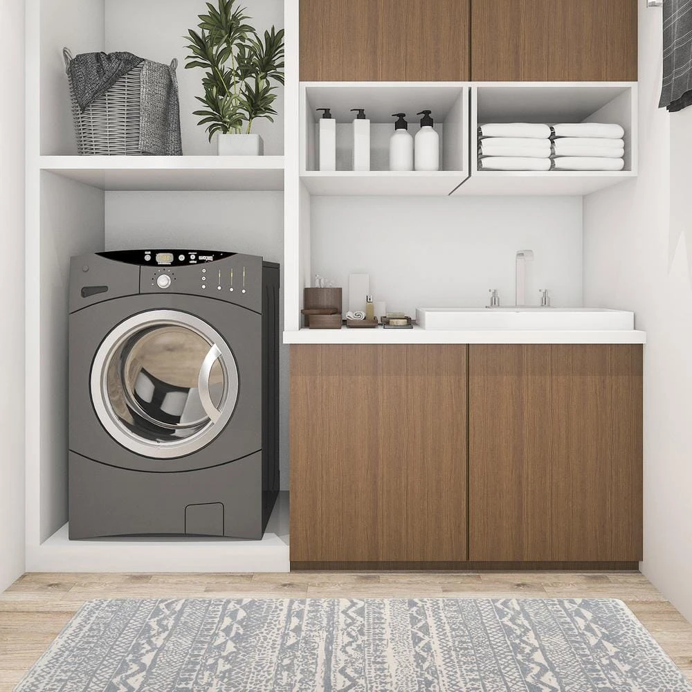 Gray Distressed Boho 18 in. x 47 in. Anti Fatigue Standing Mat by World Rug Gallery 4 Gray Distressed Boho 18 in. x 47 in. Anti Fatigue Standing Mat by World Rug Gallery - Image 4