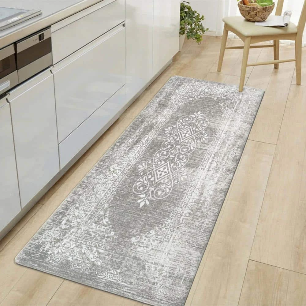 Gray Distressed Traditional Vintage Design 18 in. x 47 in. Anti Fatigue Standing Mat by World Rug Gallery 6 Gray Distressed Traditional Vintage Design 18 in. x 47 in. Anti Fatigue Standing Mat by World Rug Gallery - Image 6