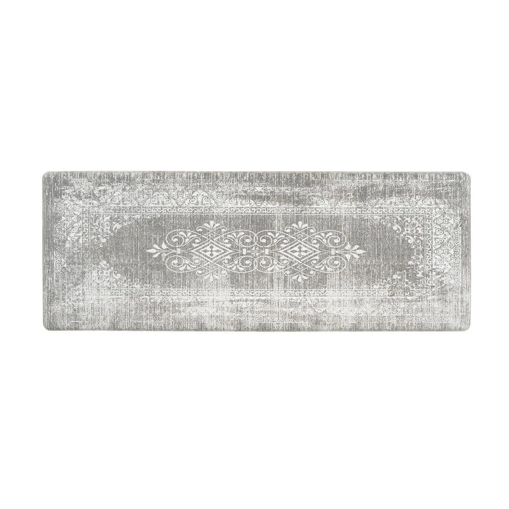 Gray Distressed Traditional Vintage Design 18 in. x 47 in. Anti Fatigue Standing Mat by World Rug Gallery 1 Gray Distressed Traditional Vintage Design 18 in. x 47 in. Anti Fatigue Standing Mat by World Rug Gallery