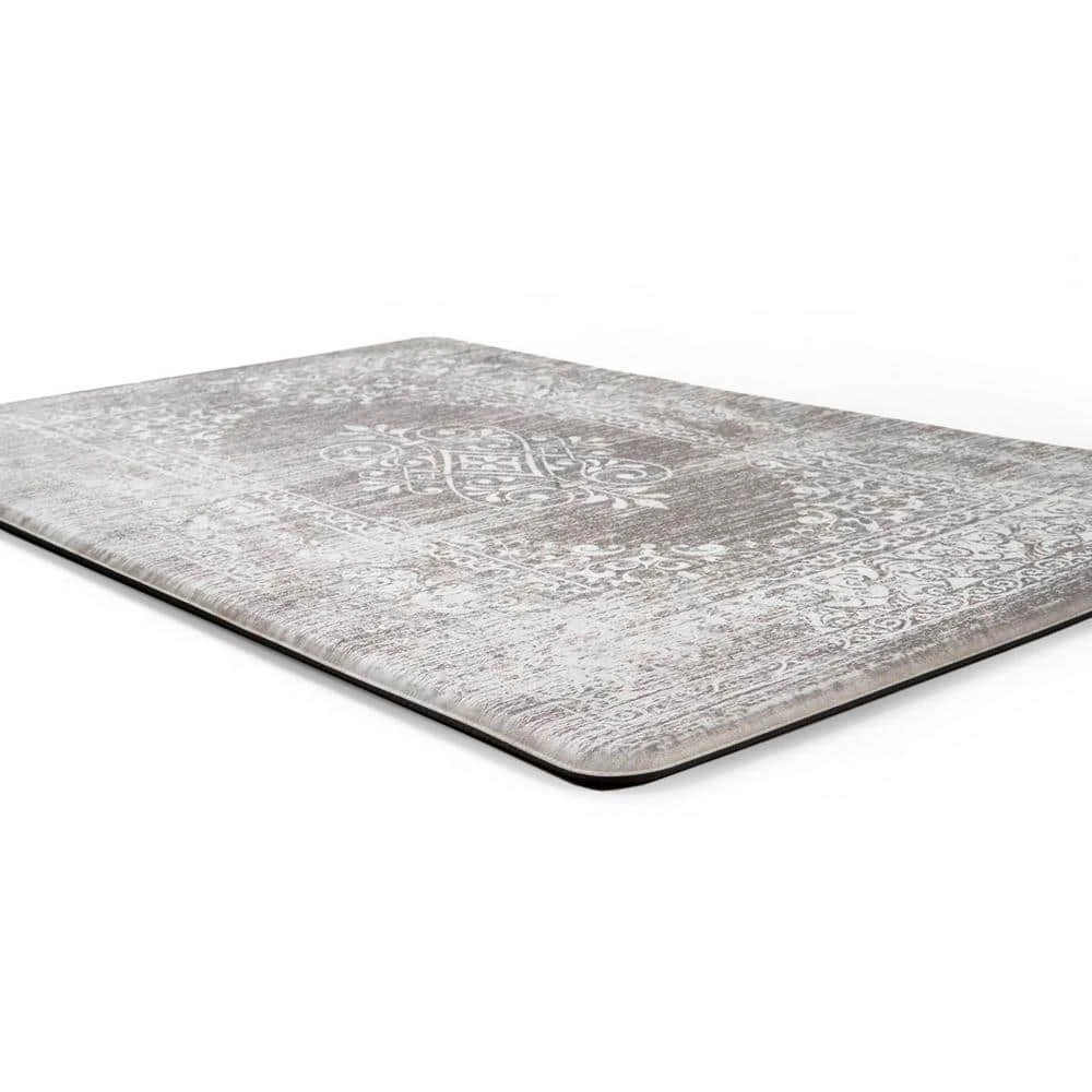Gray Distressed Traditional Vintage Design 18 in. x 47 in. Anti Fatigue Standing Mat by World Rug Gallery 2 Gray Distressed Traditional Vintage Design 18 in. x 47 in. Anti Fatigue Standing Mat by World Rug Gallery - Image 2