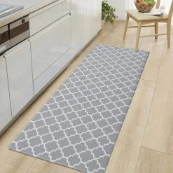 Gray 18 in. x 47 in. Modern Trellis Pattern Anti Fatigue Standing Mat by World Rug Gallery -Shaw stor online gray world rug gallery kitchen mats 880gray18x47 31 1000