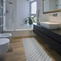 Gray 18 in. x 47 in. Modern Trellis Pattern Anti Fatigue Standing Mat by World Rug Gallery -Shaw stor online gray world rug gallery kitchen mats 880gray18x47 4f 1000