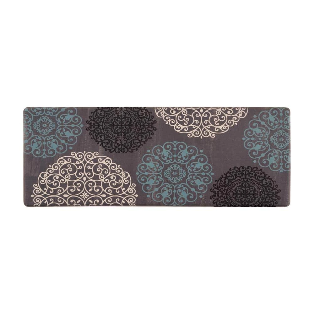 Gray 18 in. x 47 in. Contemporary Modern Floral Anti Fatigue Standing Mat by World Rug Gallery 1 Gray 18 in. x 47 in. Contemporary Modern Floral Anti Fatigue Standing Mat by World Rug Gallery