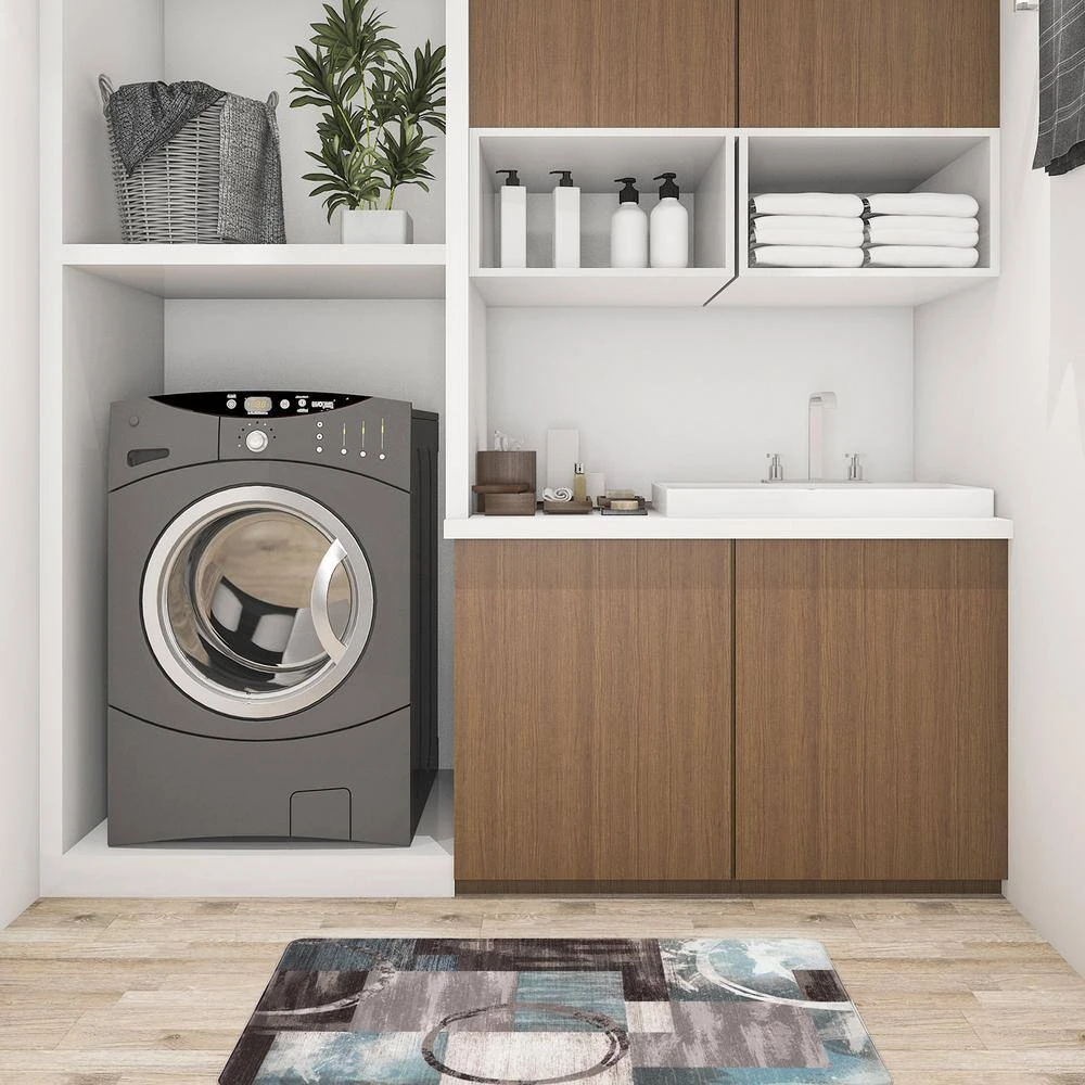 Gray 18 in. x 30 in. Contemporary Abstract Circles Anti Fatigue Standing Mat by World Rug Gallery 4 Gray 18 in. x 30 in. Contemporary Abstract Circles Anti Fatigue Standing Mat by World Rug Gallery - Image 4