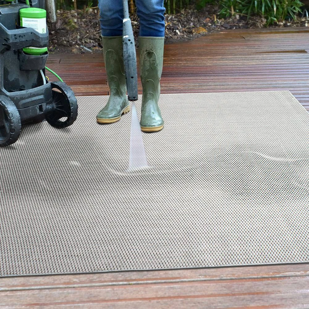 Gray 7 ft. 10 in. x 10 ft. Solid Flatweave Indoor/Outdoor Area Rug by World Rug Gallery 7 Gray 7 ft. 10 in. x 10 ft. Solid Flatweave Indoor/Outdoor Area Rug by World Rug Gallery - Image 7