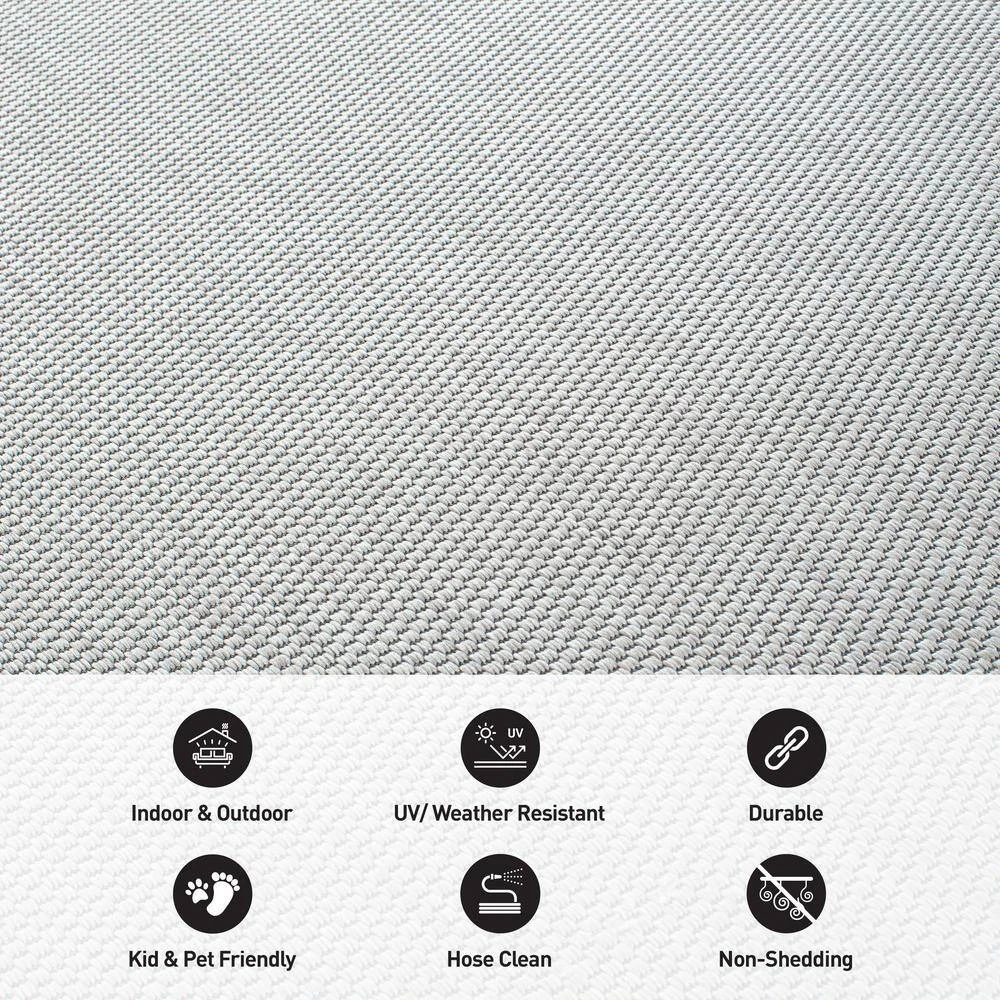 Gray 7 ft. 10 in. x 10 ft. Solid Flatweave Indoor/Outdoor Area Rug by World Rug Gallery 6 Gray 7 ft. 10 in. x 10 ft. Solid Flatweave Indoor/Outdoor Area Rug by World Rug Gallery - Image 6