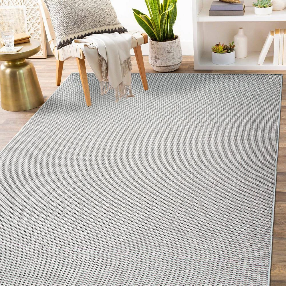 Gray 7 ft. 10 in. x 10 ft. Solid Flatweave Indoor/Outdoor Area Rug by World Rug Gallery 9 Gray 7 ft. 10 in. x 10 ft. Solid Flatweave Indoor/Outdoor Area Rug by World Rug Gallery - Image 9