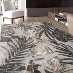 Gray 7 ft. 10 in. x 10 ft. Floral Leaves Indoor/Outdoor Area Rug by World Rug Gallery 14 Gray 7 ft. 10 in. x 10 ft. Floral Leaves Indoor/Outdoor Area Rug by World Rug Gallery -Shaw stor online gray world rug gallery outdoor rugs 8012gray8x10 1f 1000