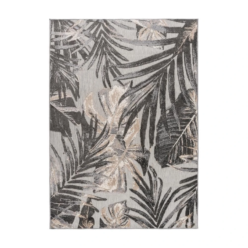 Gray 7 ft. 10 in. x 10 ft. Floral Leaves Indoor/Outdoor Area Rug by World Rug Gallery 1 Gray 7 ft. 10 in. x 10 ft. Floral Leaves Indoor/Outdoor Area Rug by World Rug Gallery