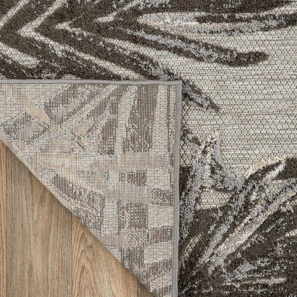 Gray 7 ft. 10 in. x 10 ft. Floral Leaves Indoor/Outdoor Area Rug by World Rug Gallery 3 Gray 7 ft. 10 in. x 10 ft. Floral Leaves Indoor/Outdoor Area Rug by World Rug Gallery - Image 3