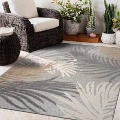 Gray 5 ft. x 7 ft. Contemporary Tropical Large Floral Indoor/Outdoor Area Rug by World Rug Gallery 14 Gray 5 ft. x 7 ft. Contemporary Tropical Large Floral Indoor/Outdoor Area Rug by World Rug Gallery -Shaw stor online gray world rug gallery outdoor rugs 8013gray5x7 1f 1000