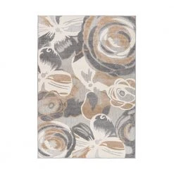 Modern Gray 7 ft. 10 in. x 10 ft. Large Floral Flowers Indoor/Outdoor Area Rug by World Rug Gallery