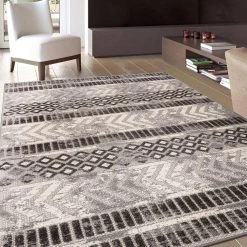 Gray 7 ft. 10 in. x 10 ft. Distressed Geometric Indoor/Outdoor Area Rug by World Rug Gallery -Shaw stor online gray world rug gallery outdoor rugs 8019gray8x10 1f 1000