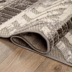 Gray 7 ft. 10 in. x 10 ft. Distressed Geometric Indoor/Outdoor Area Rug by World Rug Gallery -Shaw stor online gray world rug gallery outdoor rugs 8019gray8x10 44 1000