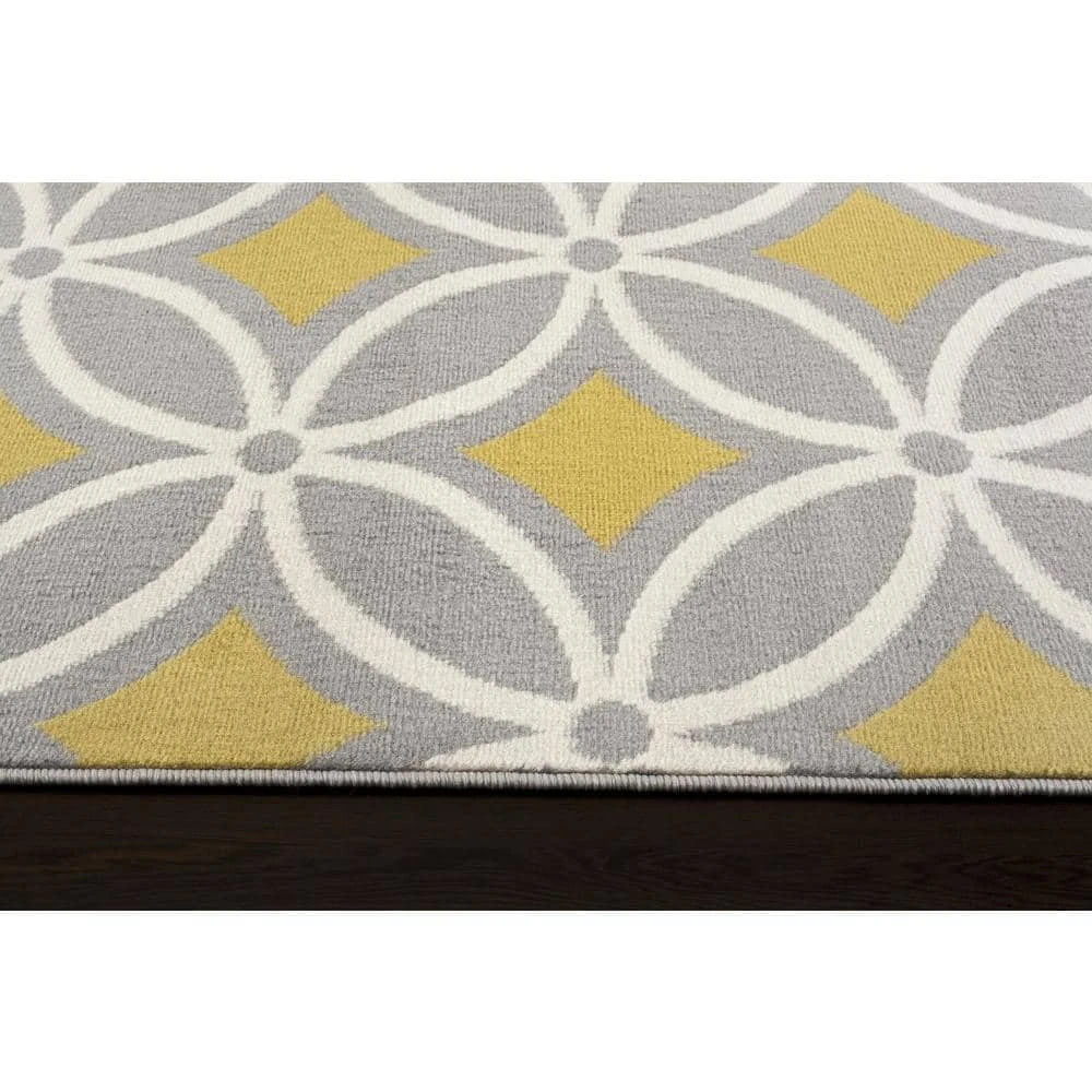 Contemporary Trellis Chain Gray/Yellow 5 ft. x 7 ft. Area Rug by World Rug Gallery 5 Contemporary Trellis Chain Gray/Yellow 5 ft. x 7 ft. Area Rug by World Rug Gallery - Image 5